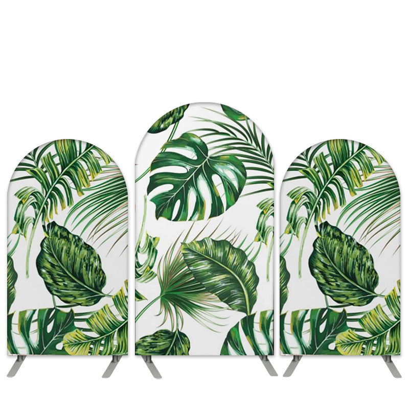 Aperturee Tropical Green Leaves Summer Birthday Arch Backdrop Kit