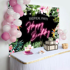 Aperturee - Tropical Party Monstera Floral Birthday Backdrop