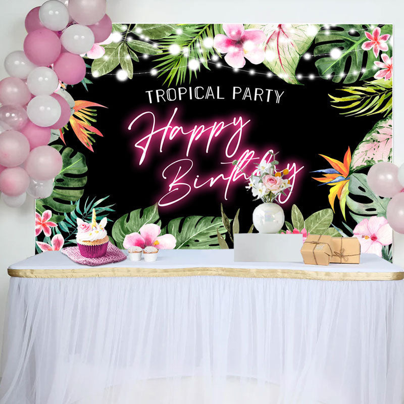 Aperturee - Tropical Party Monstera Floral Birthday Backdrop