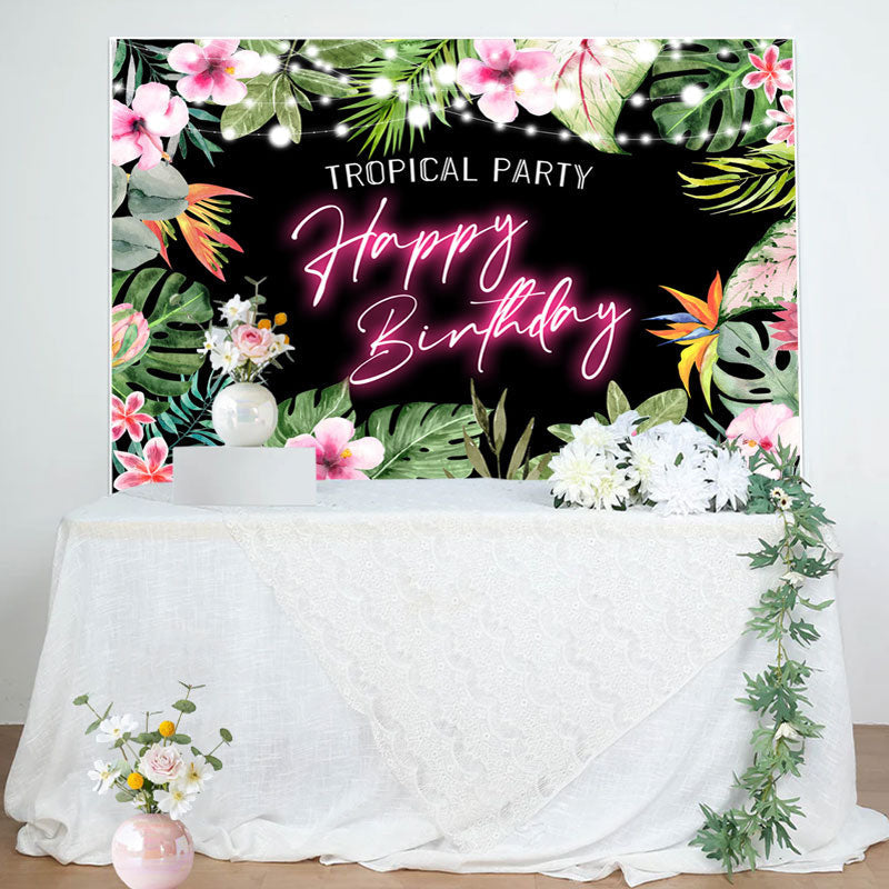 Aperturee - Tropical Party Monstera Floral Birthday Backdrop