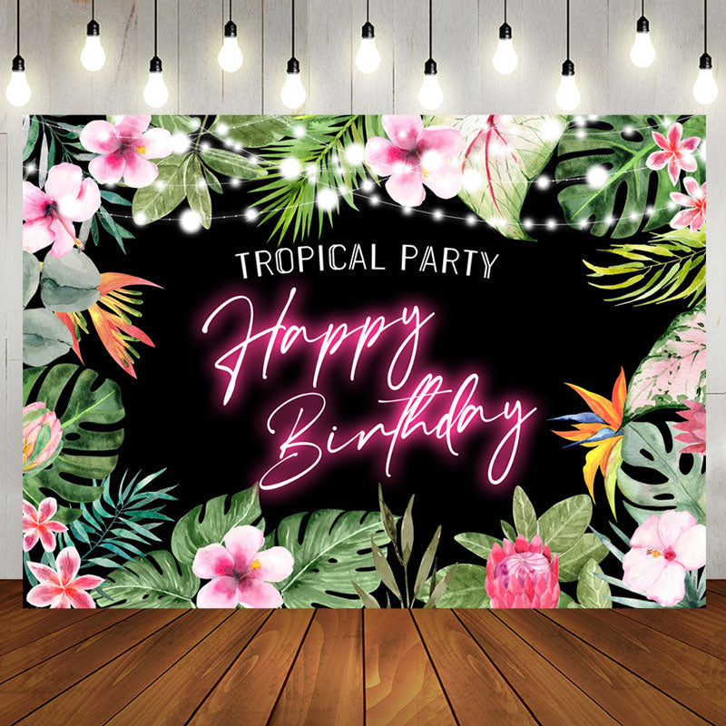 Aperturee - Tropical Party Monstera Floral Birthday Backdrop