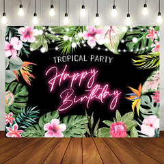 Aperturee - Tropical Party Monstera Floral Birthday Backdrop