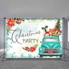 Aperturee - Truck Full Of Gift Floral Merry Christmas Backdrop