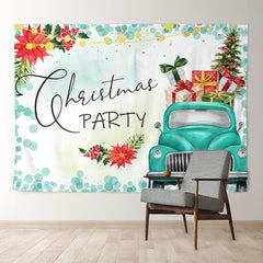 Aperturee - Truck Full Of Gift Floral Merry Christmas Backdrop