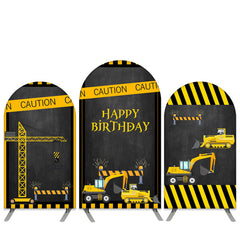 Aperturee Truck Theme Black Yellow Birthday Arch Backdrop Kit