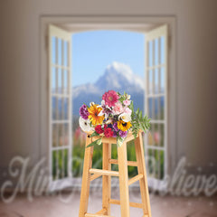 Aperturee - Tulip Snow Mountain Door And Window Spring Backdrop