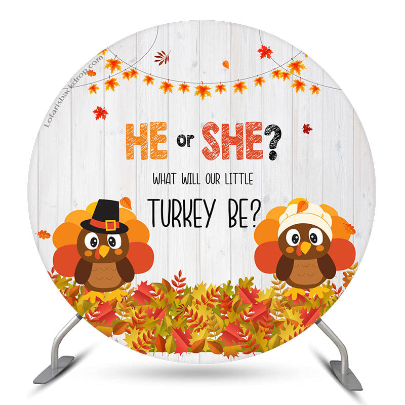 Aperturee Turkey Yellow Leaves Fall Round Baby Shower Backdrop