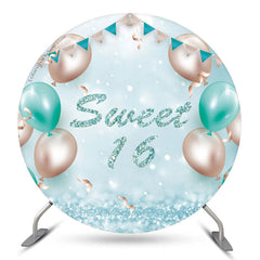 Aperturee Turquoise Balloon Sweet 16 Birthday Round Backdrop