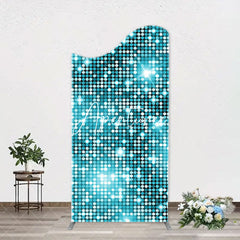 Aperturee - Turquoise Blue Shiny Dots Arch Birthday Backdrop