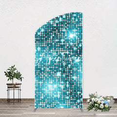 Aperturee - Turquoise Blue Shiny Dots Arch Birthday Backdrop