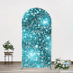 Aperturee - Turquoise Blue Shiny Dots Arch Birthday Backdrop