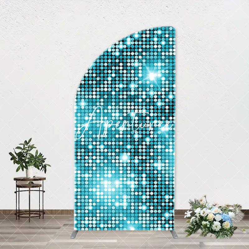 Aperturee - Turquoise Blue Shiny Dots Arch Birthday Backdrop