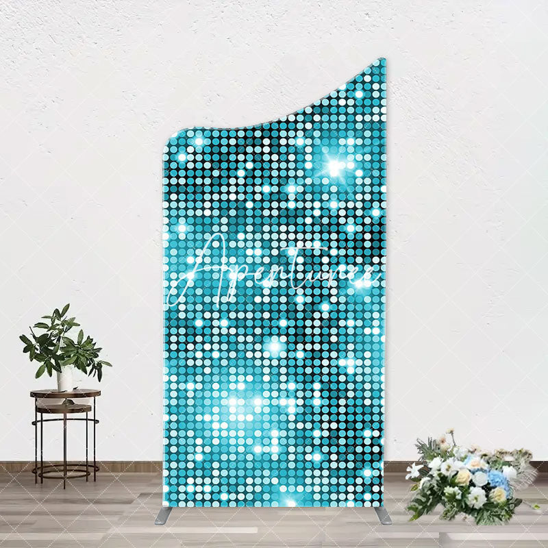 Aperturee - Turquoise Blue Shiny Dots Arch Birthday Backdrop