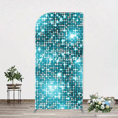 Aperturee - Turquoise Blue Shiny Dots Arch Birthday Backdrop