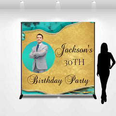 Aperturee - Turquoise Texture Gold Custom 30th Birthday Backdrop