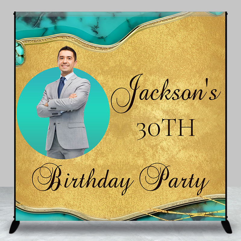 Aperturee - Turquoise Texture Gold Custom 30th Birthday Backdrop