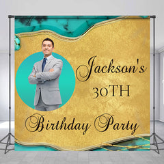 Aperturee - Turquoise Texture Gold Custom 30th Birthday Backdrop