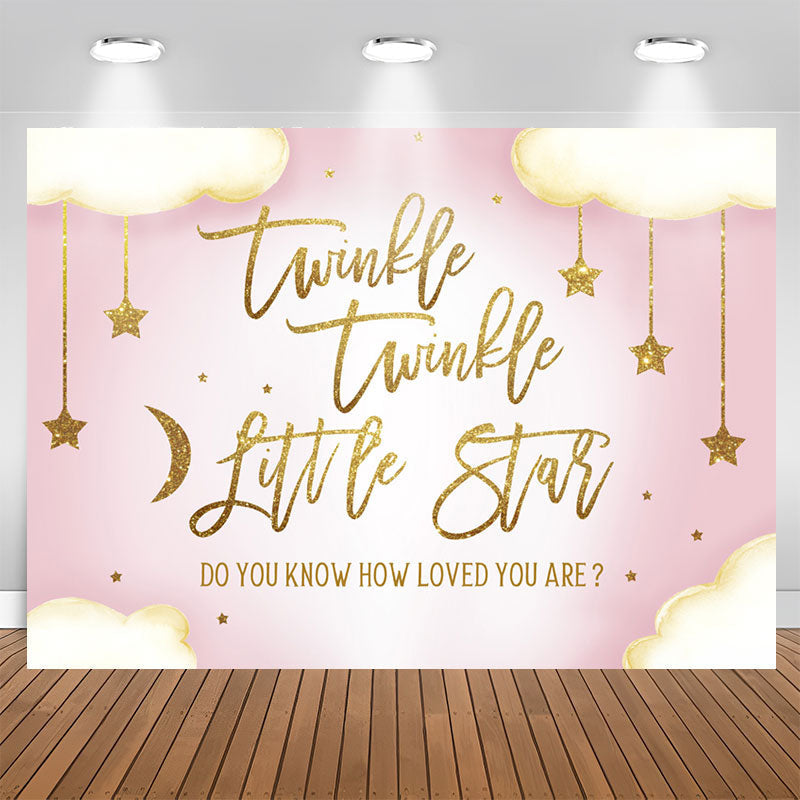 Aperturee - Twinkle Glitter Stars With Cloud Baby Shower Backdrop