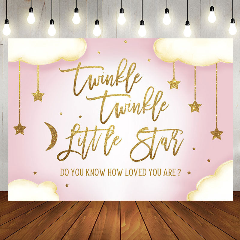 Aperturee - Twinkle Glitter Stars With Cloud Baby Shower Backdrop