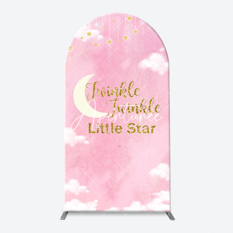 Aperturee - Twinkle Little Star Pink Sky Arch Baby Shower Backdrop