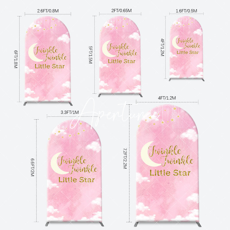 Aperturee - Twinkle Little Star Pink Sky Arch Baby Shower Backdrop