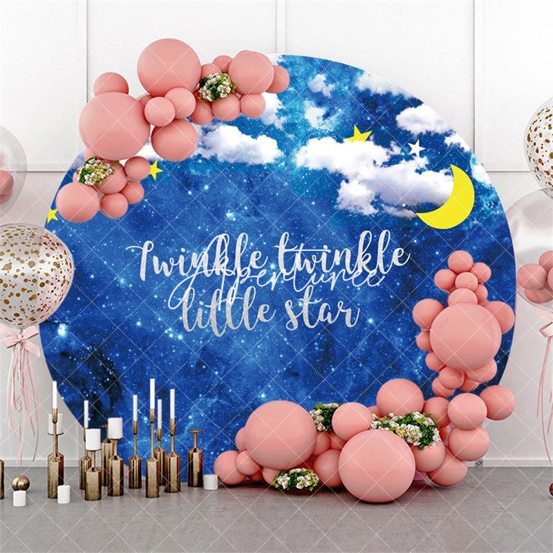 Aperturee Twinkle Star Blue Starry Sky Baby Shower Round Backdrops