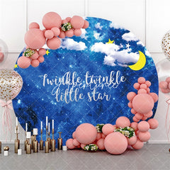 Aperturee Twinkle Star Blue Starry Sky Baby Shower Round Backdrops