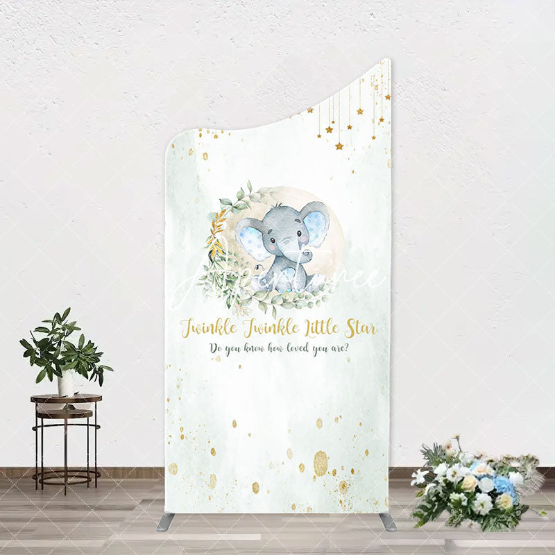 Aperturee - Twinkle Star Little Elephant Arch Baby Shower Backdrop