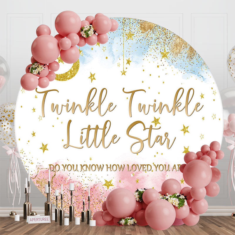 Aperturee - Twinkle Stars Night Round Gender Reveal Backdrop