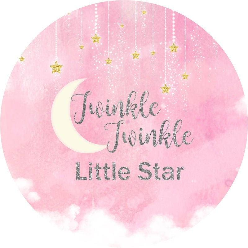 Aperturee Twinkle Themed Pink Girl Baby Shower Round Backdrop