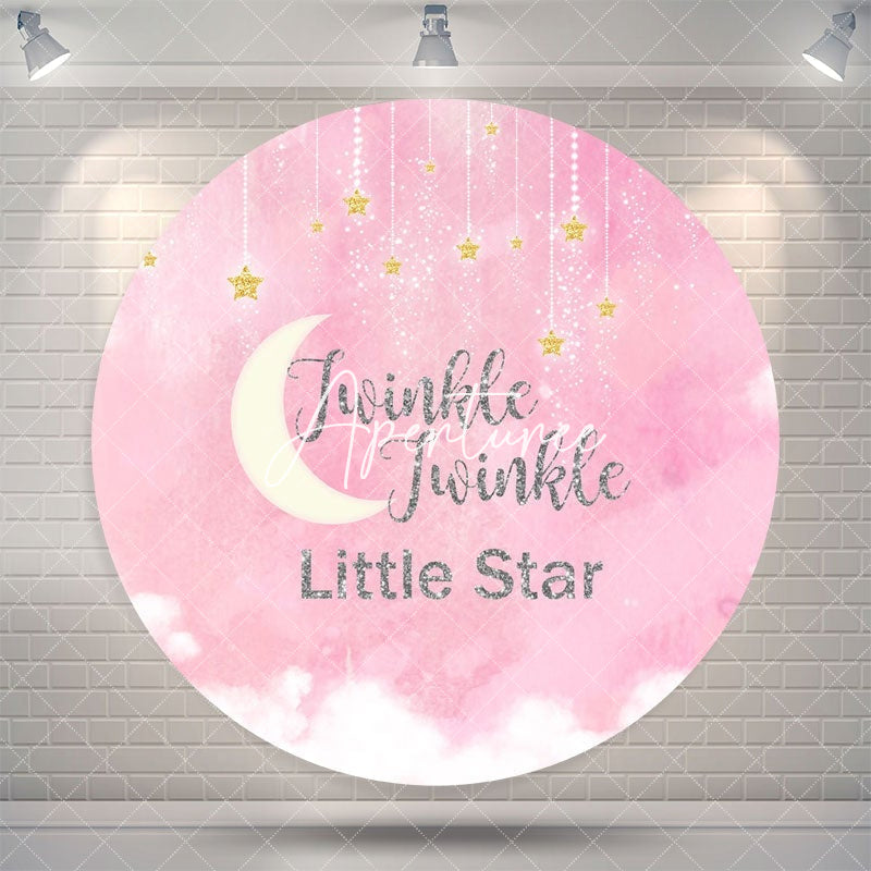 Aperturee Twinkle Themed Pink Girl Baby Shower Round Backdrop