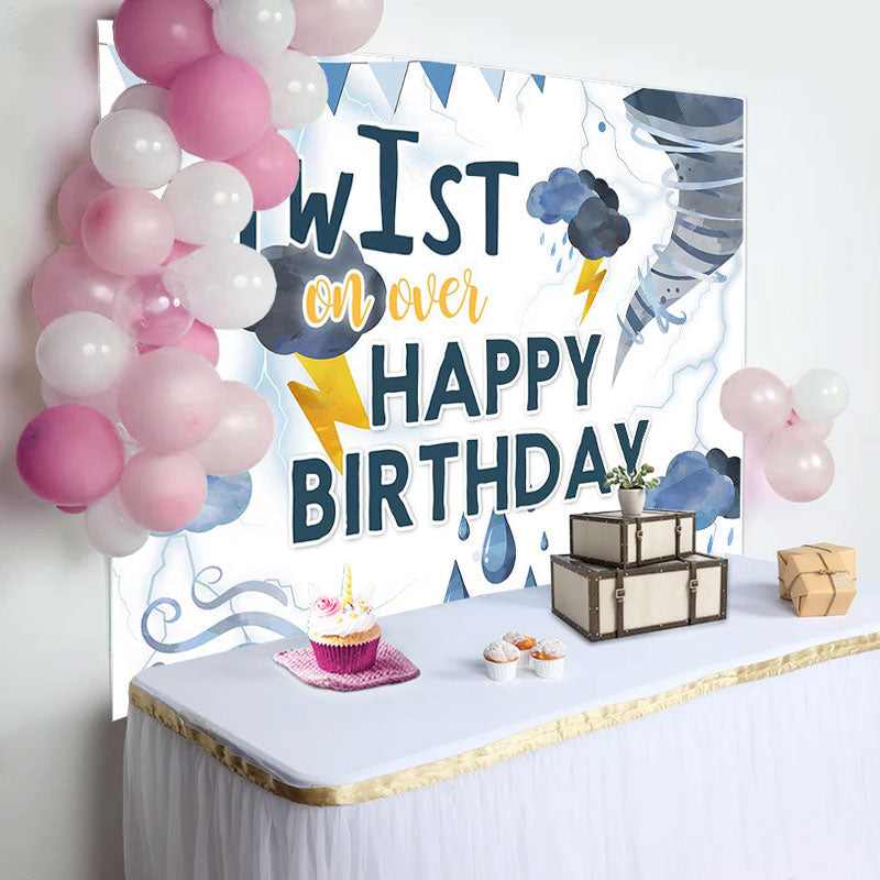 Aperturee - Twist On Over Blue Thunderstorm Birthday Backdrop