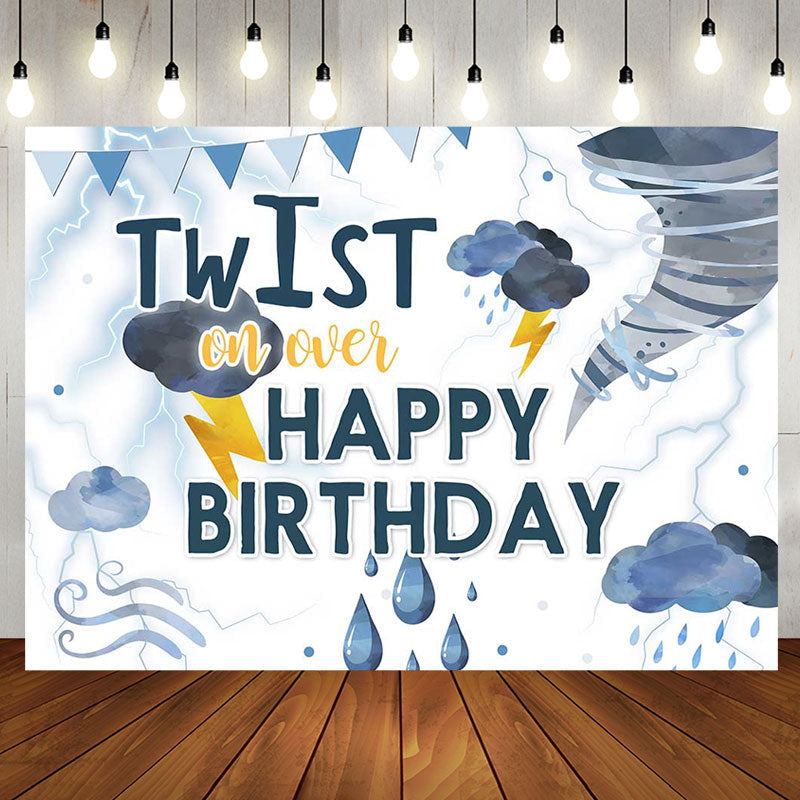 Aperturee - Twist On Over Blue Thunderstorm Birthday Backdrop