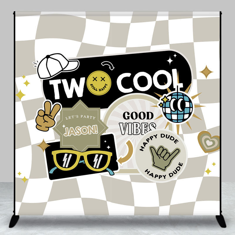 Aperturee - Two Cool Happy Dude Custom Kids 2nd Birthday Backdrop