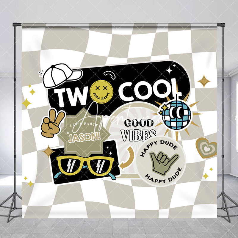 Aperturee - Two Cool Happy Dude Custom Kids 2nd Birthday Backdrop