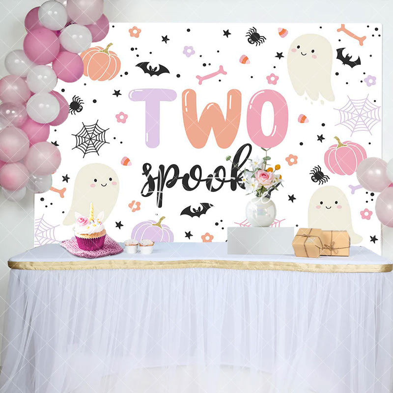 Aperturee - Two Spooky Little Boo Halloween Birthday Backdrop