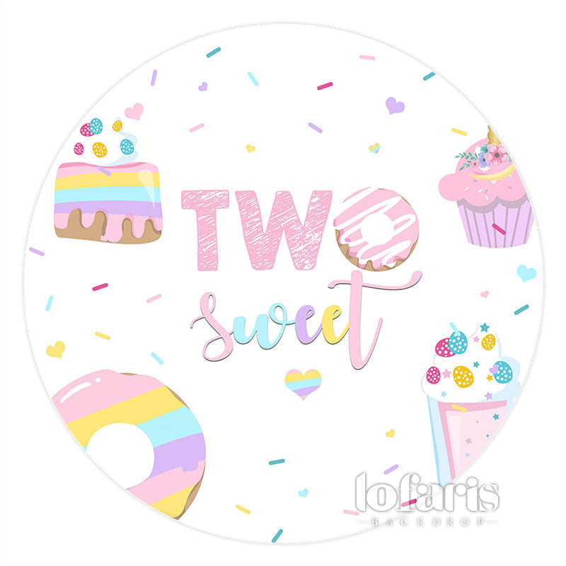 Aperturee Two Sweet Donut Candy Land Circle Birthday Backdrop