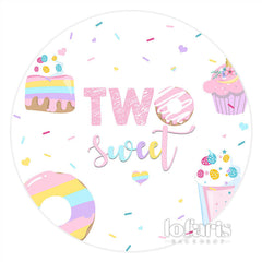 Aperturee Two Sweet Donut Candy Land Circle Birthday Backdrop