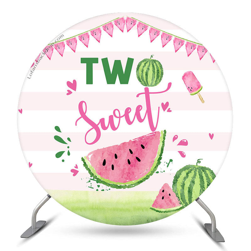 Aperturee Two Sweet Watermelon Round 2nd Birthday Backdrop