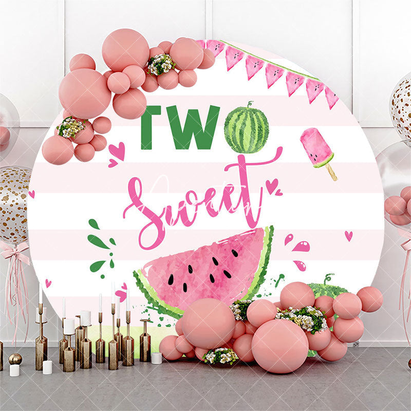 Aperturee Two Sweet Watermelon Round 2nd Birthday Backdrop