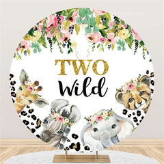 Aperturee Two Wild Animals Jungle Circle Baby Shower Backdrop