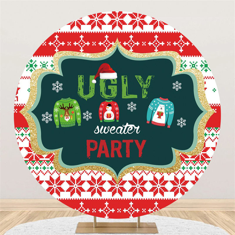 Lofaris Ugly Sweater Happy Birthday Round Backdrop For Party