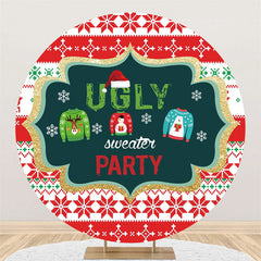 Lofaris Ugly Sweater Happy Birthday Round Backdrop For Party