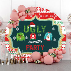 Aperturee - Ugly Sweater Happy Birthday Round Backdrop For Party