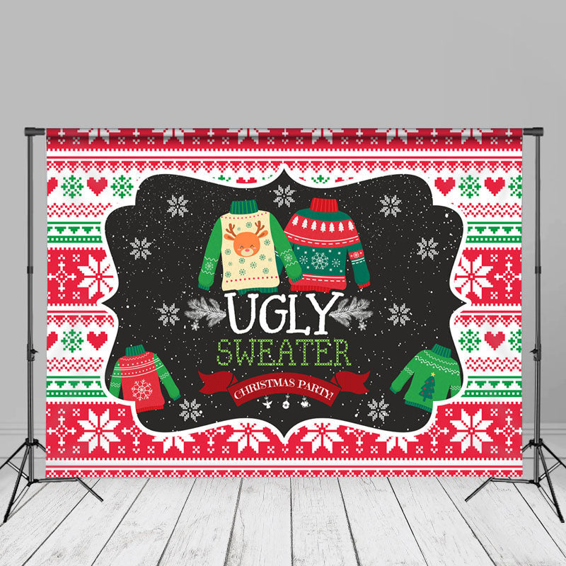 Aperturee - Ugly Sweater Snowflakes Christmas Party Backdrop