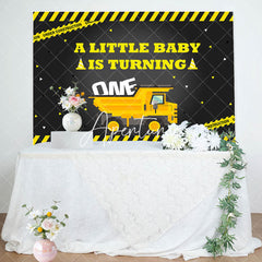 Aperturee - Under Construction Little Baby 1st Birthday Backdrop