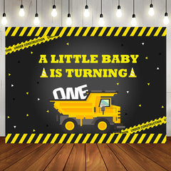 Aperturee - Under Construction Little Baby 1st Birthday Backdrop