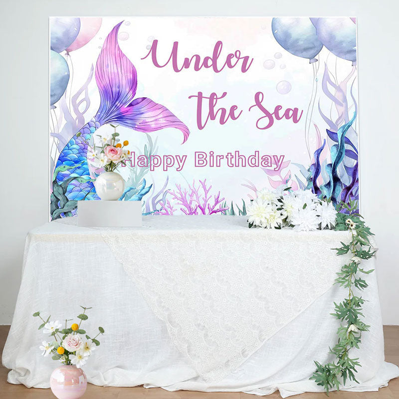 Aperturee - Under The Sea Mermaid Girls Backdrop for Birthday