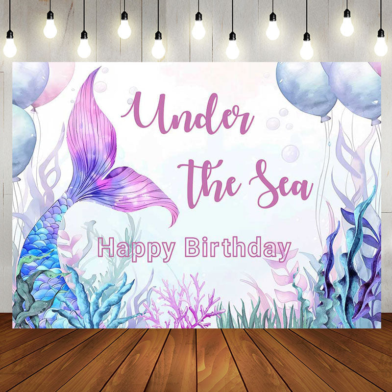 Aperturee - Under The Sea Mermaid Girls Backdrop for Birthday