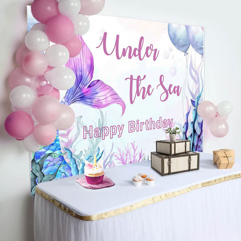 Aperturee - Under The Sea Mermaid Girls Backdrop for Birthday